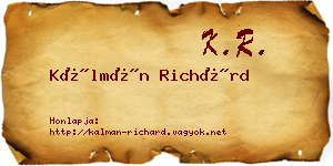 Kálmán Richárd névjegykártya